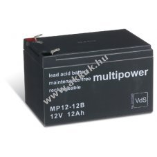 lom akku 12V 12Ah (Multipower) tpus MP12-12B - VDS-minstssel (csatlakoz: F2)