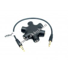 Audio splitter / jack fej, flhallgat, hangjel eloszt 5 portos adapter (3,5mm) fekete