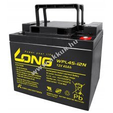 lom akku Long Kung Long tpus WPL45-12N 10-12 v lettartam 12V 45Ah csatlakoz: M6
