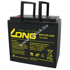 lom akku Long Kung Long tpus WPL55-12N 10-12 v lettartam 12V 55Ah csatlakoz: M6