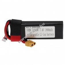 Helyettest modell / RC Akku 7.4V, Li-Polymer, 1800mAh, XT60 csatlakoz, 108m x 36mm x 15mm