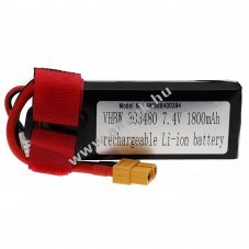 Helyettest modell / RC Akku 7.4V, Li-Polymer, 1800mAh, XT60 csatlakoz, 91mm x 36mm x 18mm