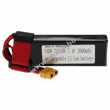 Helyettest modell / RC Akku 7.4V, Li-Polymer, 2000mAh, XT60 csatlakoz, 105mm x 36mm x 17mm