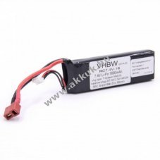 Helyettest modell / RC Akku LiPo 7.4V 1600mAh, T csatlakoz AWG16, JST-XH 2.54 AWG24