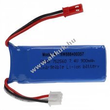 Helyettest model / RC Akku 7.4V, Li-Polymer, 900mAh, JST csatlakoz