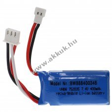 Helyettes�t� modell / RC Akku 7.4V, Li-Polymer, 400mAh, XH2.54-csatlakoz�