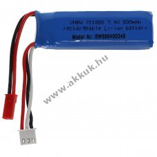 Helyettest modell / RC Akku 7.4V, Li-Polymer, 500mAh, JST-csatlakoz
