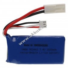 Helyettest modell / RC Akku 7.4V, Li-Polymer, 1500mAh, EL-2P-csatlakoz