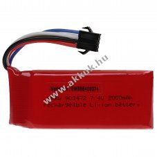 Helyettes�t� modell / RC Akku 7.4V, Li-Polymer, 2000mAh, SM-csatlako�