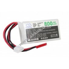 Helyettest modell / RC Akku LiPo 11.1V 800mAh, csatlakoz: mini JST, JST-XH 2.54 AWG24