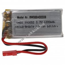 Helyettest modell / RC Akku 3.7V, Li-Polymer, 1200mAh, JST-csatlakoz, 56mm x 29mm x 10mm