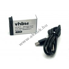 Helyettest akku Canon tpus LP-E17, USB-C csatlakozval, 1000mAh