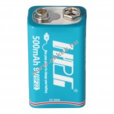 9V Li-ion block akku, 6LR61, 6F22, 8.4V, 500mAh, Micro USB csatlakoz aljzattal, kbel nlkl