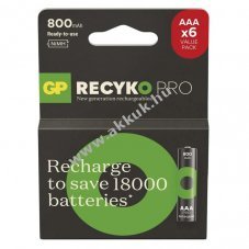 GP ReCyko Pro NiMH akku HR03 (AAA) 800mAh 6db/csomag - Kirusts!