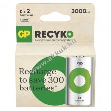 GP ReCyko Ni-MH akku HR20 glit akku (D), 3000mAh 2db/csomag - A kszlet erejig!