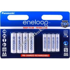 Sanyo/Panasonic eneloop akkucsomag 4db AA 1900mAH + 4db 750mAh AAA tpus BK-KJMCCE44E