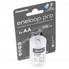 Panasonic eneloop Mignon, AA akku Ni-MH, 1.2V, 2500mAh 2db/csom. +  Mono, D, LR20 adapter