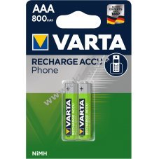 Varta Micro AAA akku tpus DECT-Telefonhoz 800mAh 2db/csom. T398