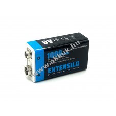 EXTENSILO 9V Block akku Micro-USB aljzat, 6F22, 6LR61, Li-Ion, 8.4V, 1000mAh USB kbellel