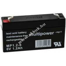 Powery lom akku (multipower) MP1,2-6 helyettesti Panasonic LC-R061R3PG 6V 1,2Ah