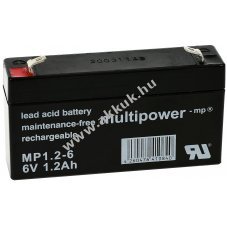 Powery lom akku Multipower MP1,2-6 helyettesti Panasonic LC-R061R3PG 6V 1,2Ah