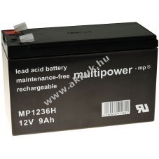 Powery lom akku MP1236H kompatibilis Panasonic tpus LC-R127R2PG1 12V 9Ah (7,2Ah)