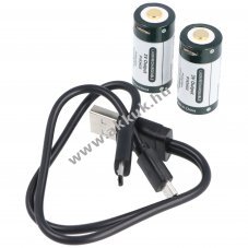 2db KEEPPOWER RCR123A/16340 Micro USB tltaljzattal s kbellel Li-Ion akku 3V 1000mAh troldobozz