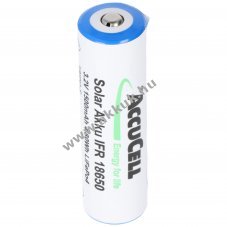 IFR 18650 Solar akku Lithium, 3.2V, 1500mAh, LiFePo4, rintkez fejjel - Kirusts!