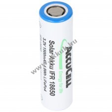 IFR 18650 Solar akku Lithium, 3.2V, 1500mAh, LiFePo4