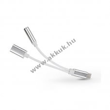 Lightning + audio adapter 3,5 mm jack fllhallgathoz - 2in1 - ezst/fehr