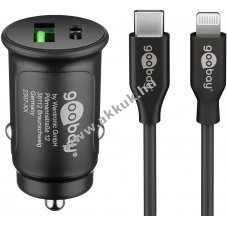 Aut�s USB-C - Lightning gyorst�lt� k�szlet 27W, fekete - A k�szlet erej�ig!