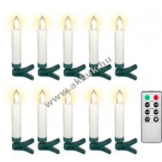 10db vezetk nlkli LED karcsonyfa gyertya csipesszel s tvirnytval BF