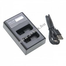 Helyettest dupla USB akkutlt kijelzvel Canon LP-E5