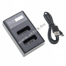 Helyettest dupla USB akkutlt kijelzvel Canon NB-13L