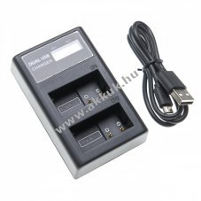 Helyettest dupla USB akkutlt kijelzvel Panasonic DMW-BLC12