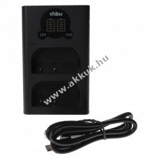 Helyettest dupla USB akkutlt kijelzvel Panasonic DMW-BLF19