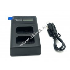 Helyettest dupla USB akkutlt kijelzvel Sony NP-FW50