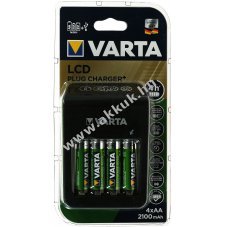 Varta fali AA/AAA ceruza akkutlt LCD kijelzvel s USB + 4db Varta AA ceruza akku R2U 2100mAh