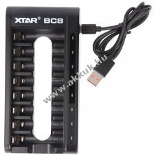 Xtar akkutlt tpus BC8 - L8 - AA/AAA Li-Ion/Ni-MN akkuhoz (8 csatorns) - Kirusts!