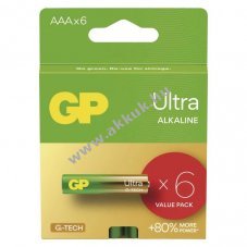 GP Ultra Alkli elem AAA, Mikro, LR03 6db/csomag - Kirusts!