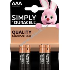 DURACELL elem Simply MN2400 LR03 AAA Micro 4db/csomag