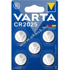 Varta gombelem CR2025 Lthium 5db/csom