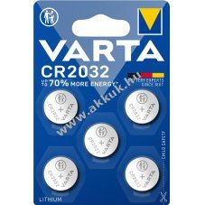 Varta gombelem CR2032 L�thium 5db/csom