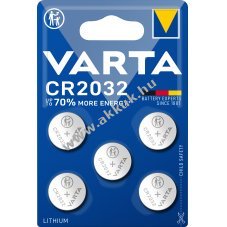 VARTA Lithium gombelem CR2032, helyettesti DL2032 IEC CR2032 5db/csom.