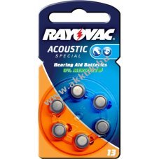 Rayovac Acoustic Special hallkszlk elem tpus 13AE 6db/csom.