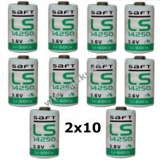 20db Saft lithium elem  LS14250 1/2AA 3,6Volt