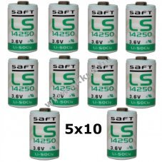 50db Saft lithium elem  LS14250 1/2AA 3,6Volt