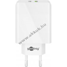 Goobay dupla USB gyorstlt QC3.0, 28W, fehr