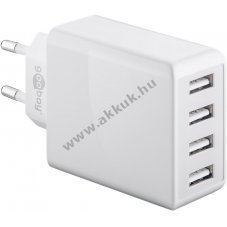 Goobay 4 USB-A portos telefon gyorstlt, 30W, fehr