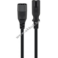 C7 / C8 hosszabbító kábel, 2 m, fekete